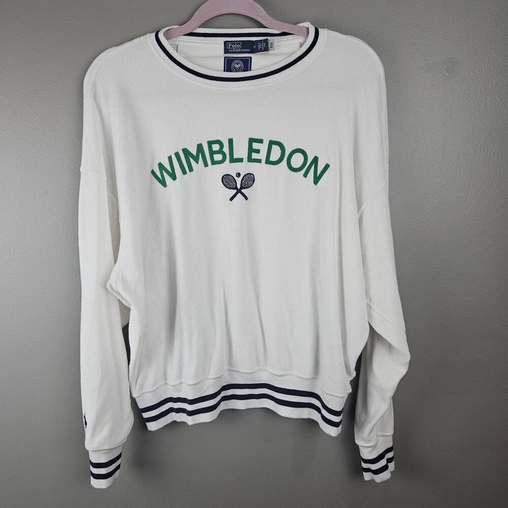 Genuine Polo Ralph Lauren Wimbledon Terry Sweatshirt White Size Medium